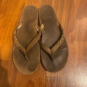 Braided Rainbow flip flops